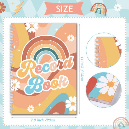 Fuyoooo Teacher Record Book Teacher Grade Books 2026-2027 Spiral Bound Record Planner 2026 Class Grade Book Office Favors for Classroom Attendance Decoration Double Sided(Retro Groovy)