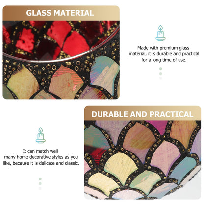 Abaodam Glass Mosaic Candle Holder 4 Inch Votive Tealight Stand Decorative Glass Bowl for Home Wedding Party Table Centerpiece
