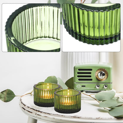 2 Pcs Tealight Candle Holder,Votive Candle Holders Glass Candle Holders Tea Lights Candle Holder for Table Centerpiece Decor Party&Home,Wedding Deco (Green)