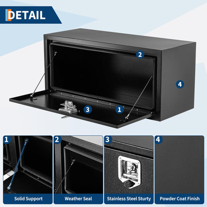 36'' Black Steel Truck Tool Box, 36"x 18"x 18", Heavy Duty Storage With Lock and Keys, Utility Tool Chest for Pickup Truck Bed, RV