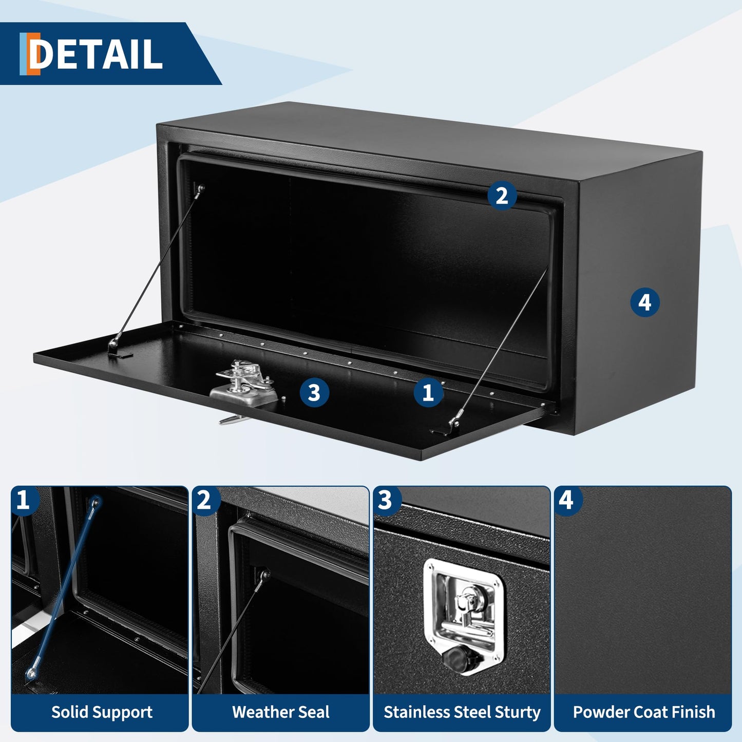 MOVECOM 36 Inch Truck Tool Box,Tool Chest Organizer w/Lock and Keys,T-Handle Lock Heavy Duty Steel Storage Tool Box, For Pickup, Truck Bed, RV, Trailer, Waterproof Box, Durable 36"x 18"x 18" Black