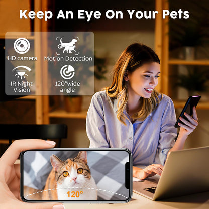 Automatic Dog Feeder with Camera WiFi: 33 Cups 5G App Control Easy Setup Cat Food Dispenser - HD 1080P Video Recording Timed Pet Feeder for Cat Dog Small-Pet