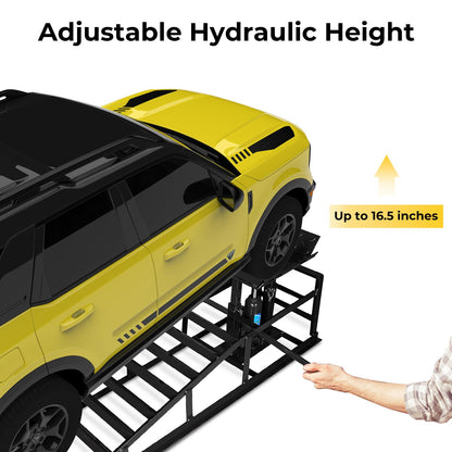 Skepphlay 2 Pack Hydraulic Car Ramps 5t, Car Ramps High Lift 11000lbs, Cars Lift Service Ramp Height 9"-14.2", Heavy Duty Steel Auto Ramp for Changing Oil for Maintenance, Black