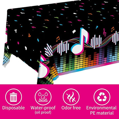 Music Party Supplies Disposable Paper Plates Napkins Cups Tablecloth and Banner for Girls Boys Music Party Birthday Decorations Serve 25.