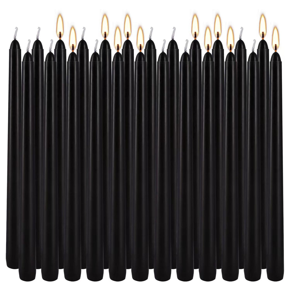 YOROXRG 24 Pack Black Taper Candles, 7-8 Hours Burn Time, Unscented, Smokeless and Dripless, 0.75 x 10 Inch Dinner Candle Set for Halloween, Household, Wedding, Party and Home Décor Candlesticks