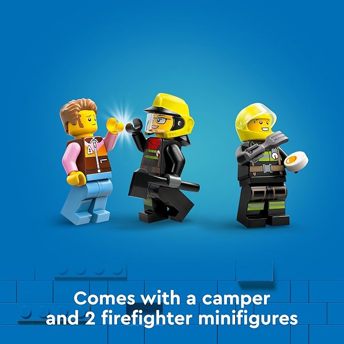 LEGO City 4x4 Fire Truck with Rescue Boat - Building Toy for Boys &amp Girls Ages 5+ - Gift for Birthdays - Truck Toy W/ 3 Minifigures - 60412