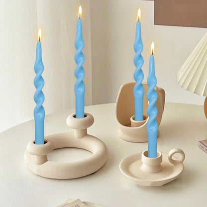 Blue Spiral Taper Candles Blue Candlesticks 4 PCS Cute Candle Stick Long Tapered Candles Decorative Handmade Twisted Candle for Dinner Home Weddings Festive