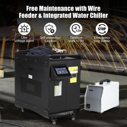 Garvee 1500W(0.874mW) Laser Welding Machine with Auto Wire Feeder Cable, Professional Handheld Laser Metal Welder Class 2 with Built-In Chiller for Welding, Cutting and Cleaning 3 In 1
