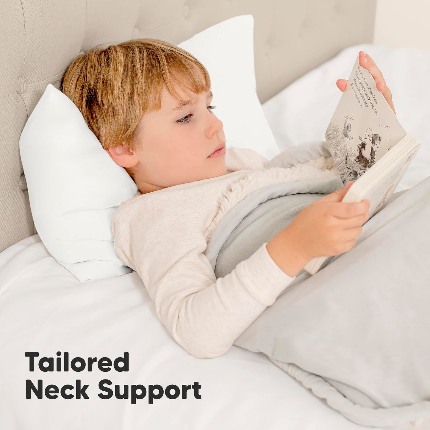 Toddler Pillow with Pillowcase - 13x18 My Little Dreamy Kids Travel Bed Pillows for Sleeping, Organic Cotton Small Pillowcase, Soft & Breathable, Machine Washable, Toddlers 2-5 Years Old (Soft White)