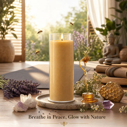 chaoxinge Pure Beeswax Prayer Candles 7 Day Devotional Candles in Glass-1Pack with 120 Hours Long Burn Time, Honey Fragrance Religious Candles Catholic for Memorials, Vigil, Church