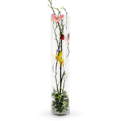 WGVI Quality Thick Weighted Tall Clear Cylinder Glass Vases, 4" W x 18" H, Flower Arrangement Floating Candle Holders Wedding Centerpieces Event Floral Container Display Decor, Bulk Wholesale, 6 Pcs