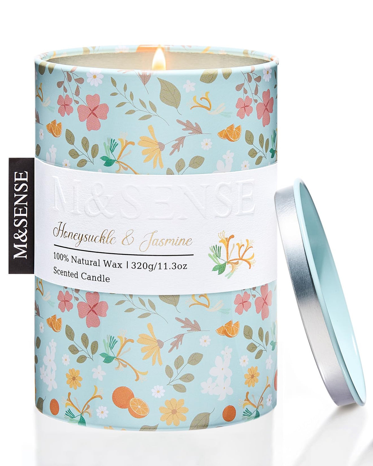 M&SENSE Spring Candle 11.3 oz,Honeysuckle Jasmine Scented Candle, Non-Toxin Soy Wax for Home Scented, Floral Candles for Women, Up to 70 Hours Burning Long-Lasting Fragrance