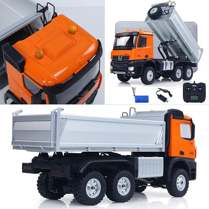 TOUCAN RC HOBBY US in Stock 1/14 HUINA 1598 2.4G Remote Control Dumper 6×6 Engineering Transport Vehicle Lifting Rod Tipper Car Light Sound for Adult