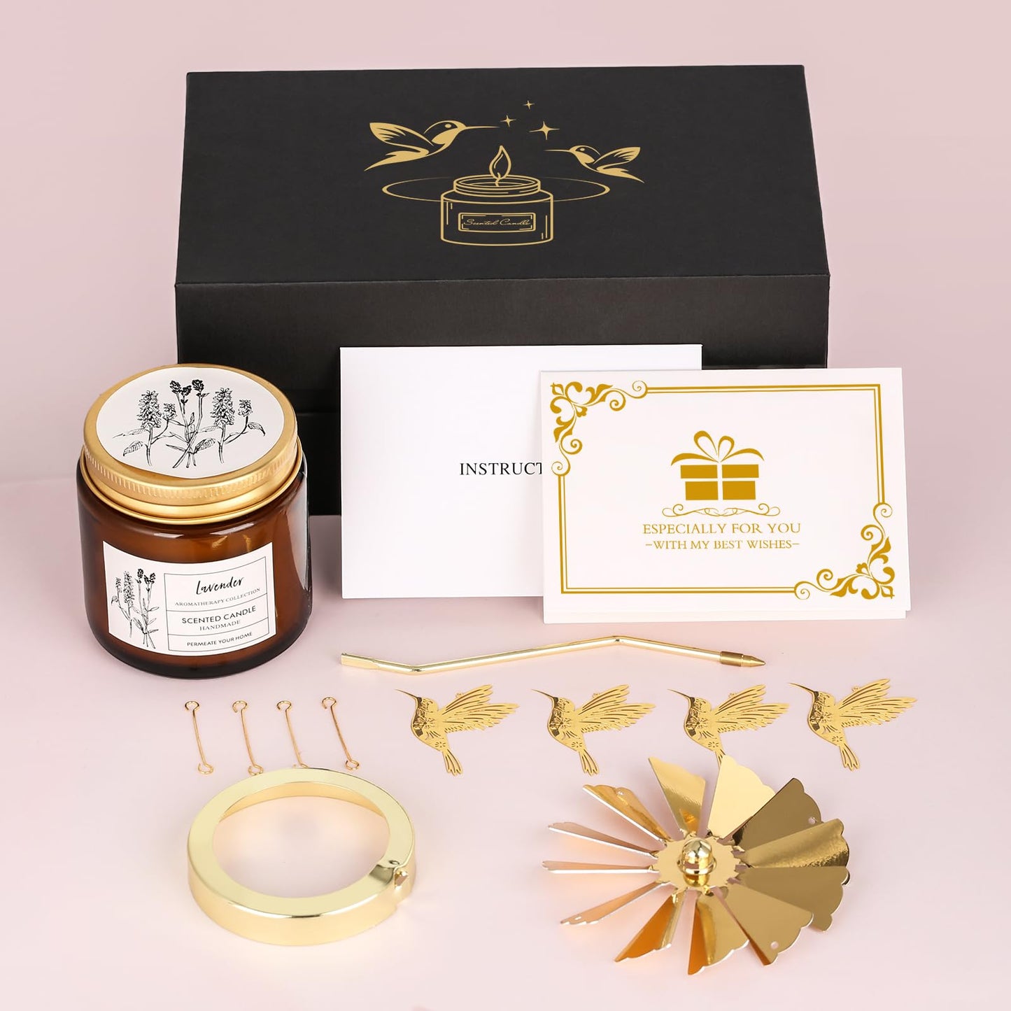 Hummingbird Gifts for Women, Rotatable Lavender Scented Candle Gifts for Mom Wife Anniversary Valentine's Day, Unique Birthday Gift for Sister Girlfriend with Gift Box
