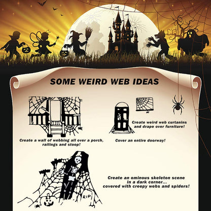 1000 sqft Spider Webs Halloween Decorations Bonus with 30 Fake Spiders, Super Stretch Cobwebs for Halloween Indoor and Outdoor Party Supplies