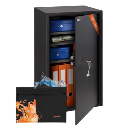 Brihard Business XXL Key Lock Safe 28.74"H x 15.75"W x 14.17"D with Fireproof A4 Bag, Large Office Safe 3.6 Cubic Feet for Documents A4 with 3 Height-Adjustable Shelves for Money & Jewelry
