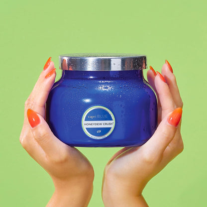 Capri Blue Signature Jar Candles - Long Lasting Soy Wax Blend - Luxury Tropical Scented Candles - Comes in Blue Decorative Glass Jar (Honeydew Crush, 19 oz)