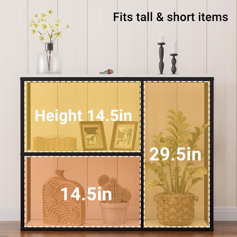 WOHOMO Console Table, 12 Inch Narrow Entryway Table for Living Room, 31.5 Inch Modern Industrial Sofa Table with 3-Tier Storage Shelves for Corridor, Hallway, White Marble
