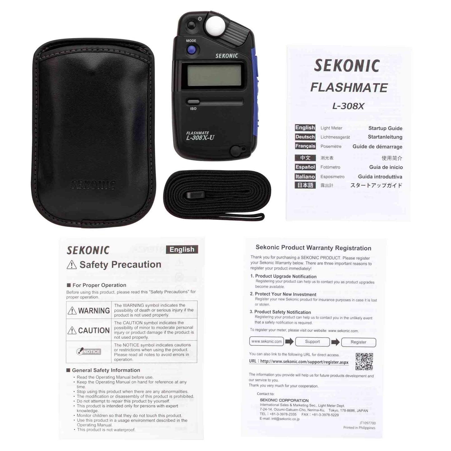 Sekonic L-308X-U Flashmate Light Meter, Compact Digital Incident & Reflected Exposure Meter with Photo, Cine & HD Cine Modes, LCD Auto Backlight, Illuminance Measurement, Pocket-Sized Design