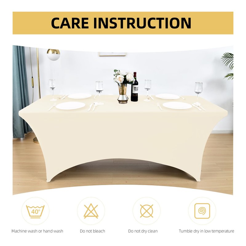 ZarzaaSik 10-Pack 6ft Spandex Table Covers for Rectangle Standard Folding Tables - Wrinkle Resistant Stretch Tablecloths - Ultimate Fitted Table Protector for Parties, Banquet, Wedding