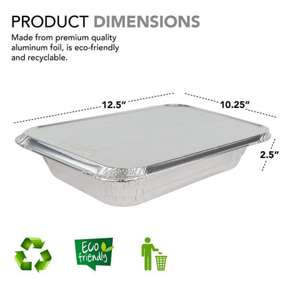 Stock Your Home Foil Pans with Lids - 9x13 Aluminum Pans with Covers - 20 Foil Pans and 20 Foil Lids - Disposable Food Containers Great for Baking, Cooking, Heating, Storing, Prepping Food Silver