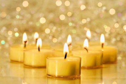 Hyoola Pure Beeswax Tea Lights, Handmade Decorative Unscented, Tealight Candles, 4 Hour Burn Time, Clear Cup (Pack of 24)