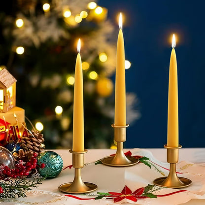 Beeswax Taper Candles,8in Pure Beeswax Candles Bluk-6 Pcs,8 Hours Long Burning Bees Wax Candle for Home,Dripless Smokeless Taper Candle Sticks for Prayer,Party,Unscented Natural Taperd Candles