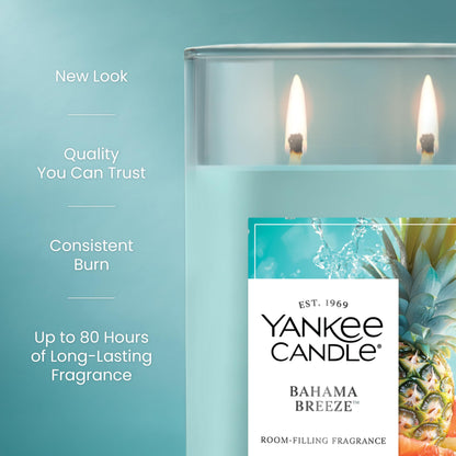 Yankee Candle Large Tumbler Scented Candle with up to 80 Hour Burn Time, Premium Plant Wax Blend for Consistent Burn, 20 oz Tumbler Candle with Room Filling Fragrance, Bahama Breeze