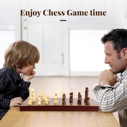 Strong Magnetic Chess Set for Adults &amp Kids 15.4 Leather Chess Board &amp Handcrafted Wooden Chess Pieces with Storage Slots Portable Travel Chess Game for Beginner and Professional