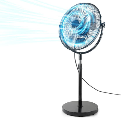Allsheen 20 Inch High Velocity Pedestal Fan, Heavy Duty Industrial Standing Fan with 3-Speed & Adjustable Height (47.1"-55.1"), Metal Fan for Bedroom, Patio, Workshop & Indoor Air Circulation