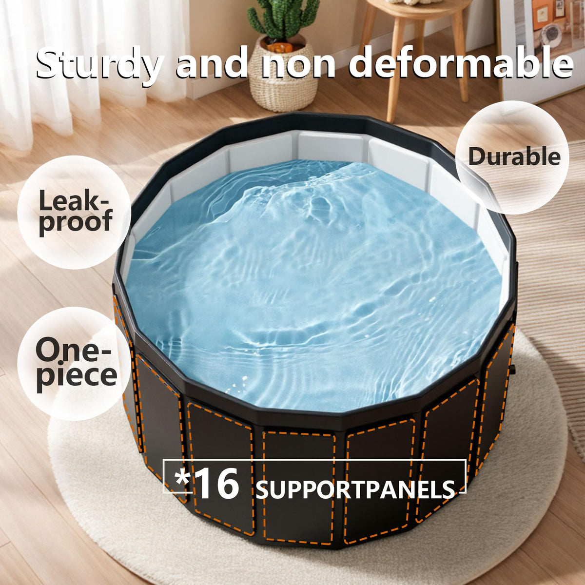 Ice Bath Cold Plunge Tub for Athletes–Portable Ice Bath for Adults, 6-Layer Insulated Foldable Bathtub for Cryotherapy & Muscle Recovery, Space-Saving Cold Plunge Tub for Home Gym(Black, 25.9X41.3 IN)