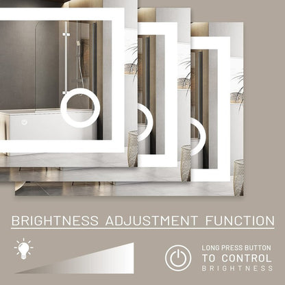 MIRPLUS 24 x 32 inch Bathroom Mirrors for Wall, LED Bathroom Mirror with Lights, Rectangular Bathroom Mirror with 3X Amplifier Anti-Fog Mirrors