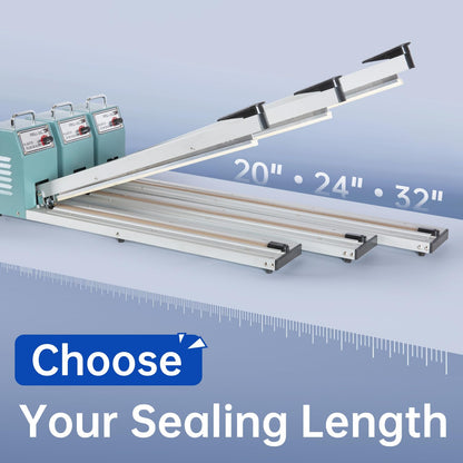 R-PACK Impulse Heat Sealer with Seal bar, Heavy-Duty Bag Sealing & Cutting Machine, 4 Extra Replacements (white, 24inch)