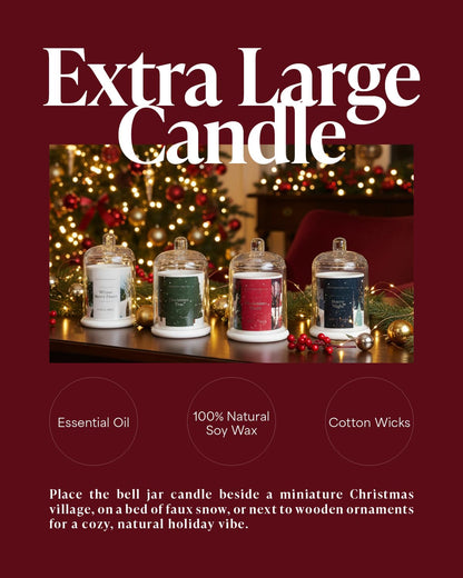 Christmas Magic Scented Candle, 10oz Natural Soy Wax Clear Bell Jar, Up to 60 Hours Long-Lasting, Clean Burn, Non Toxic Aromatherapy Candles for Home, Stocking Stuffer Holiday Gift