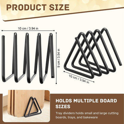Suclain Cutting Board Organizer, Triangle Cutting Board Rack Black Metal Chopping Sheet Holder, Pots Pan Lids Cookie Sheet Organizer for Cabinet Countertop Shelf, 3.94 x 3.94 x 3.54 in