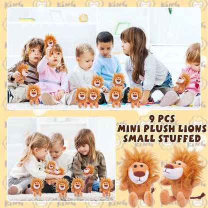 ARELUX 24-Pack Lion Plush Multi-Item Party Supply Set, 6 Inch Soft Stuffed Animal for Gender Reveal Birthday Shower Parties, Carnival Prizes, School Rewards,Keychains