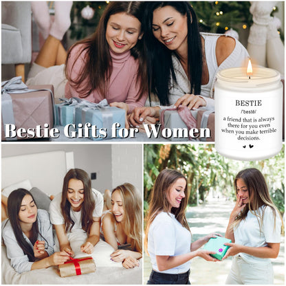 Homsolver Bestie Gifts, Friendship Gifts for Women, Christmas Mothers Day Valentines Gift, Bestie Scented Candle