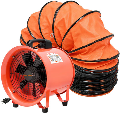 LMYYGOO 12-Inch Industrial Air Mover Blower Fan, with 33ft Duct Hose, 440W High Velocity Portable Fan for Extraction & Ventilation, Industrial, Paint Booth, Basements, Workshops, Warehouses