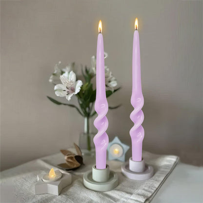 BALEAGCDL Twisted Taper Candle Smokeless Candles Purple Spiral Candlesticks 9.5 Inch Unscented Handmade Candles for Holiday Wedding Party Seasons Home Decoration 2 Pcs