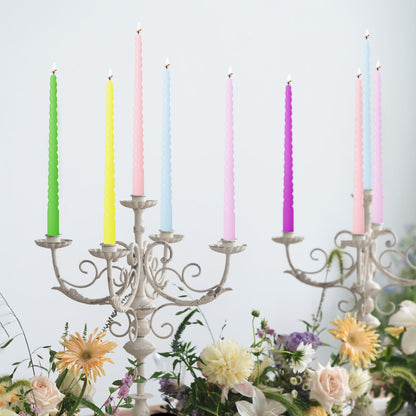6pcs Colorful Spiral Candles, 12 Inch 6 Colors Dripless Twisted Candlesticks, Long Unscented Candle Sticks, 8-10 Buring Time for Wedding Displays Home Dining Table Supplies