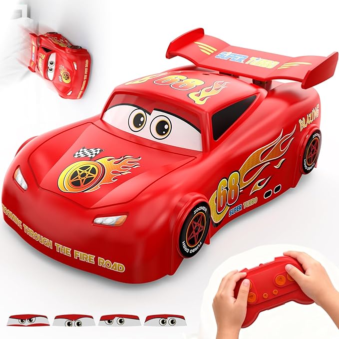 Wall Climbing RC Car Toy with Expression Stickers 360° Rotating Remote Control Stunt Car Rechargeable Toy Car for Kids Boys Girls Ages 3-12 Indoor Gift