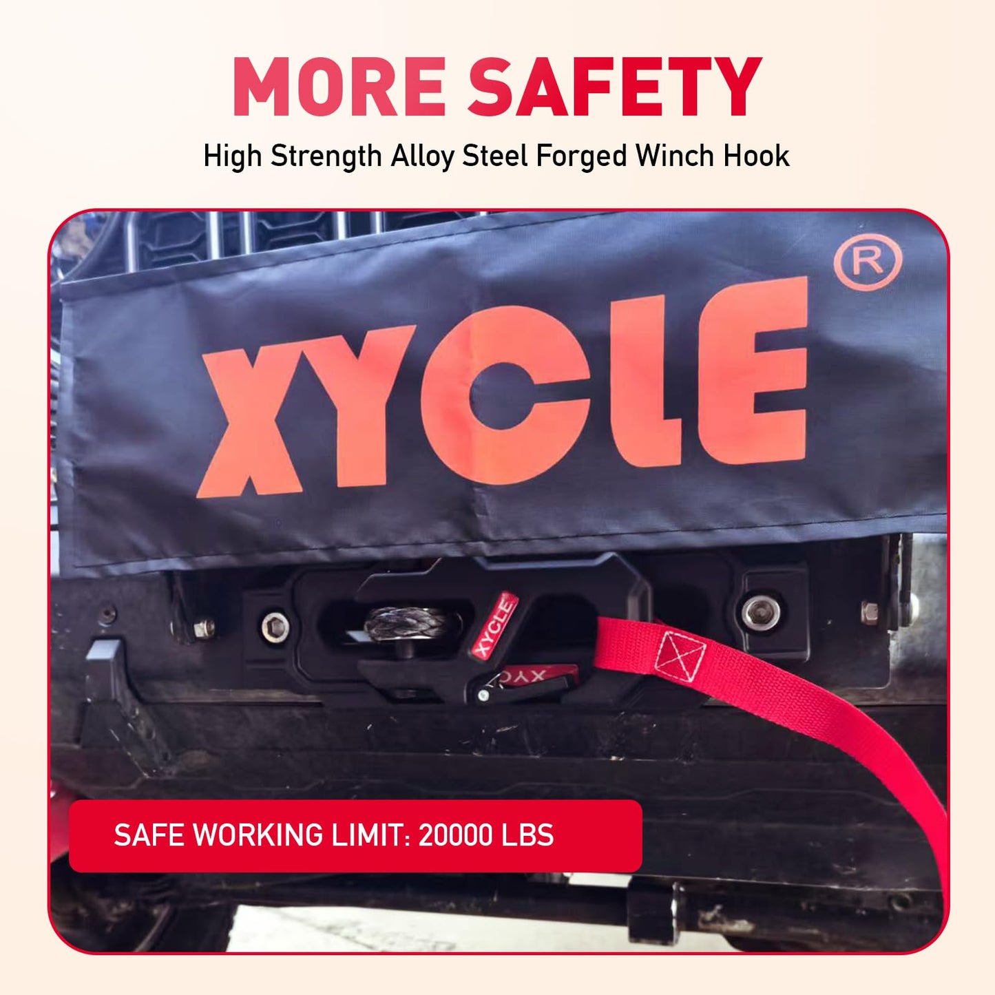 XYCLE WinchFairleadWithTowHook，WinchSynthetic Rope Fairlead, ForgedWinchHook，for 10000 lb. - 20000 lb Towing SUV Truck Trailer Jeep ElectricWinches, 10 in.(254 mm) Mounting Size (Black)