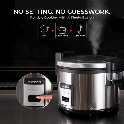 CUCKOO Commercial Rice Cooker & Warmer, Extra Large Rice Cooker 30-Cup Uncooked / 60-Cup Cooked, Professional Industrial Grain Cooker with Large Capacity, Easy One-Touch Operation, Silver (CR-3055)