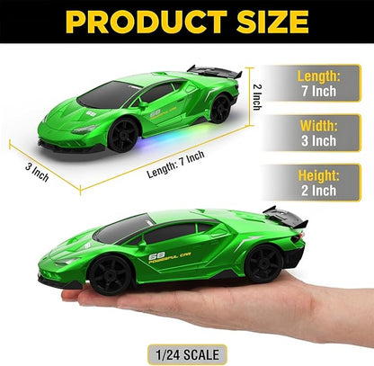 RC Drift Car 1:24 Remote Control Car 4WD 15KM/H High Speed Racing Sport Car with LED Lights RC Cars Toy for Kids Boys Girls Adults Gifts Birthday Christmas Rechargeable Batteries