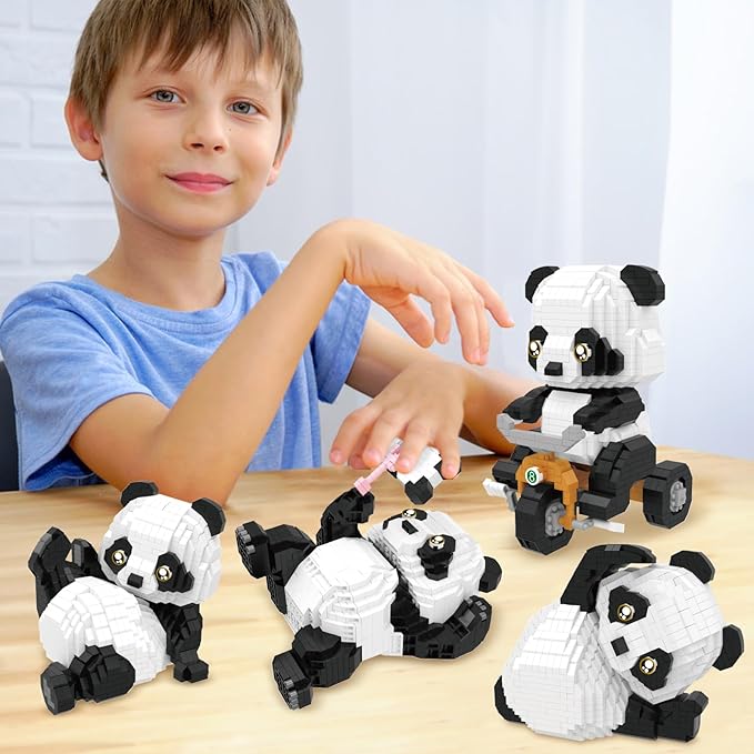 QLT QIAOLETONG Mini Building Blocks Animals Sets for Goodie Bags 1154 PCS Micro Mini Panda Building Toy Bricks for Adults Party Favors for Teens 14+ Birthday Gift for Boys Girls Carnival Prizes