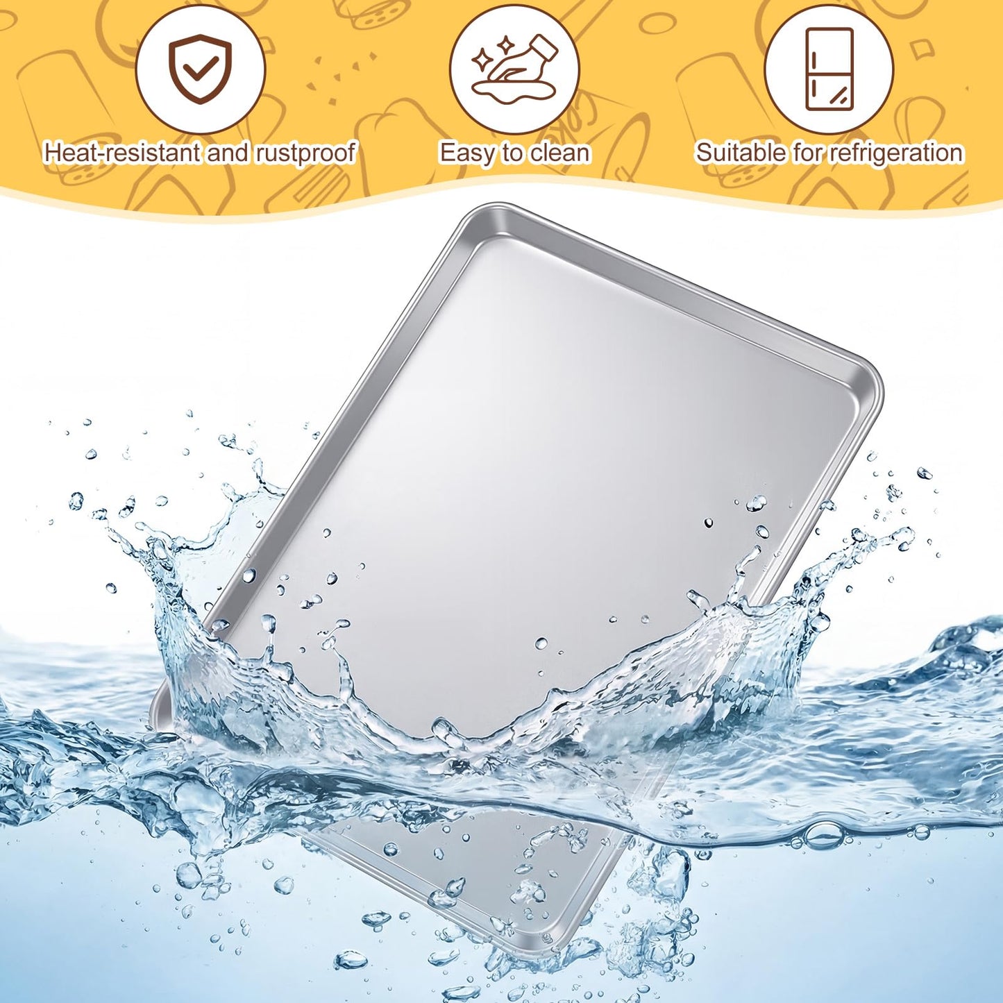 CraftyDream 6 Pack 24 × 16 Inch Baking Sheet Pan Set Commercial Full Size Grade Aluminum Coated Aluminum Cookie Pans for Large Ovens Refrigerators Bakeries Hotels Restaurants