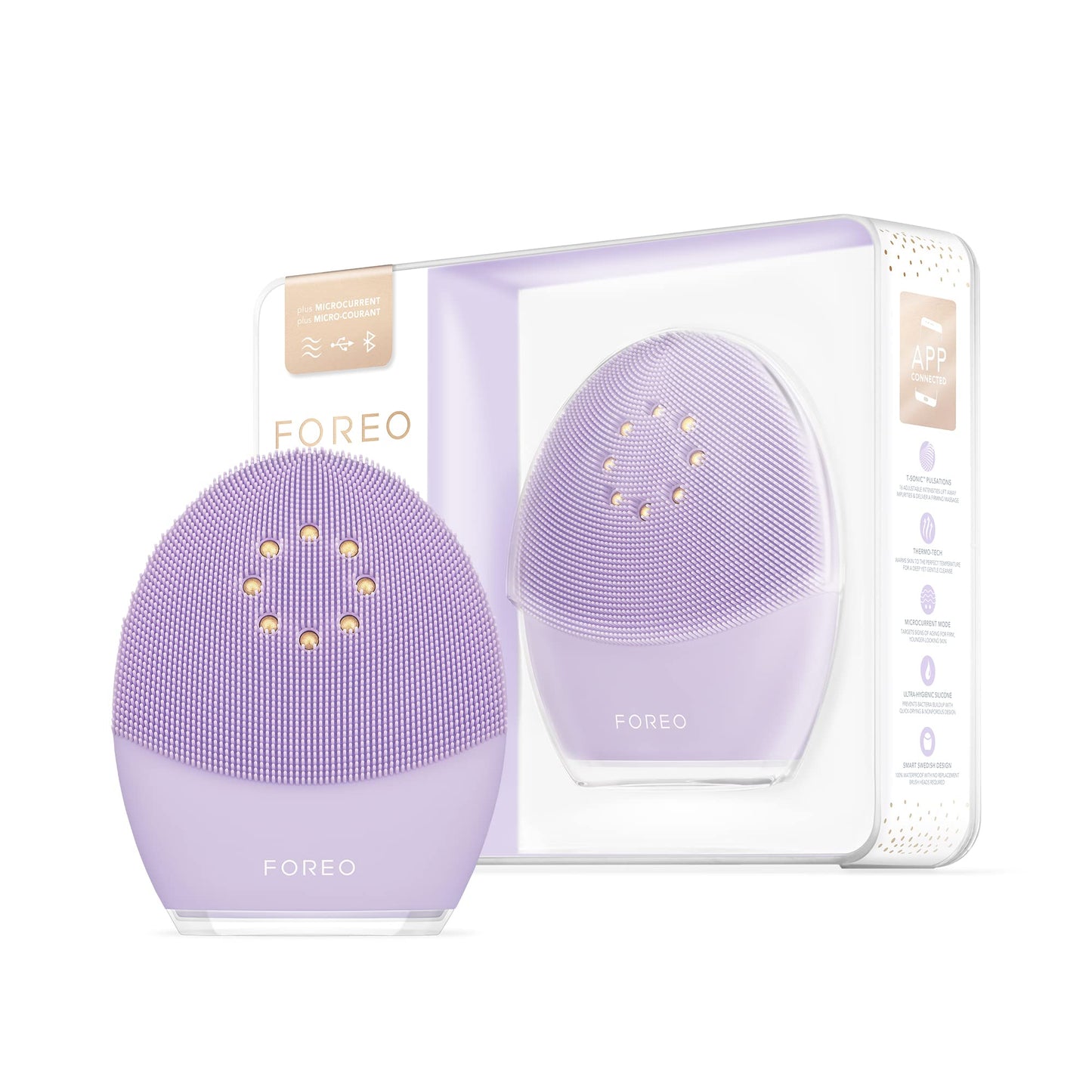 FOREO Luna 3 Plus Silicone, Facial Cleansing Brush, Face Sculpting Tool, Anti Aging Face Massager, Instant Face Lift, Enhances Absorption of Facial Skin Care Products, Normal Skin
