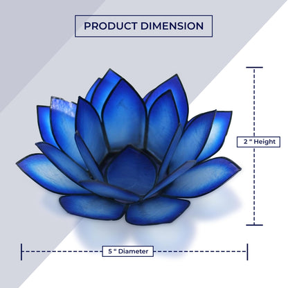 Om Gallery Capiz Shell Lotus Flower Decor Tealight Candle Holder for Serene Ambiance - Handmade Decorative Candle Holders for Meditation, Yoga, and Relaxation, Blue Lagoon