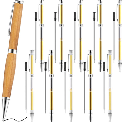 Colarr 10 Pcs Pen Kits for Wood Turning 7mm Slimline Pen Twist Kit with Refill Lathe Turning Supplies for Making Office Classroom Supplies DIY Friend Teacher Student Gifts(Silver)