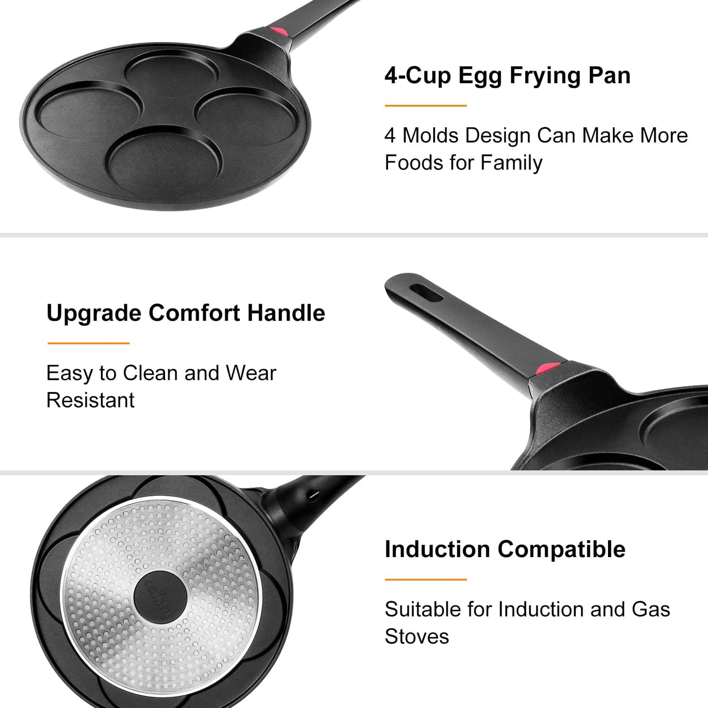 CAINFY Non Stick 11 Inch Granite Coated Crepe Pan - Lightweight 4.27 Quart Dosa Pan with Comfort Stay Cool Grip Handle - Induction Compatible PFOA Free Tortilla Cookware (Black)